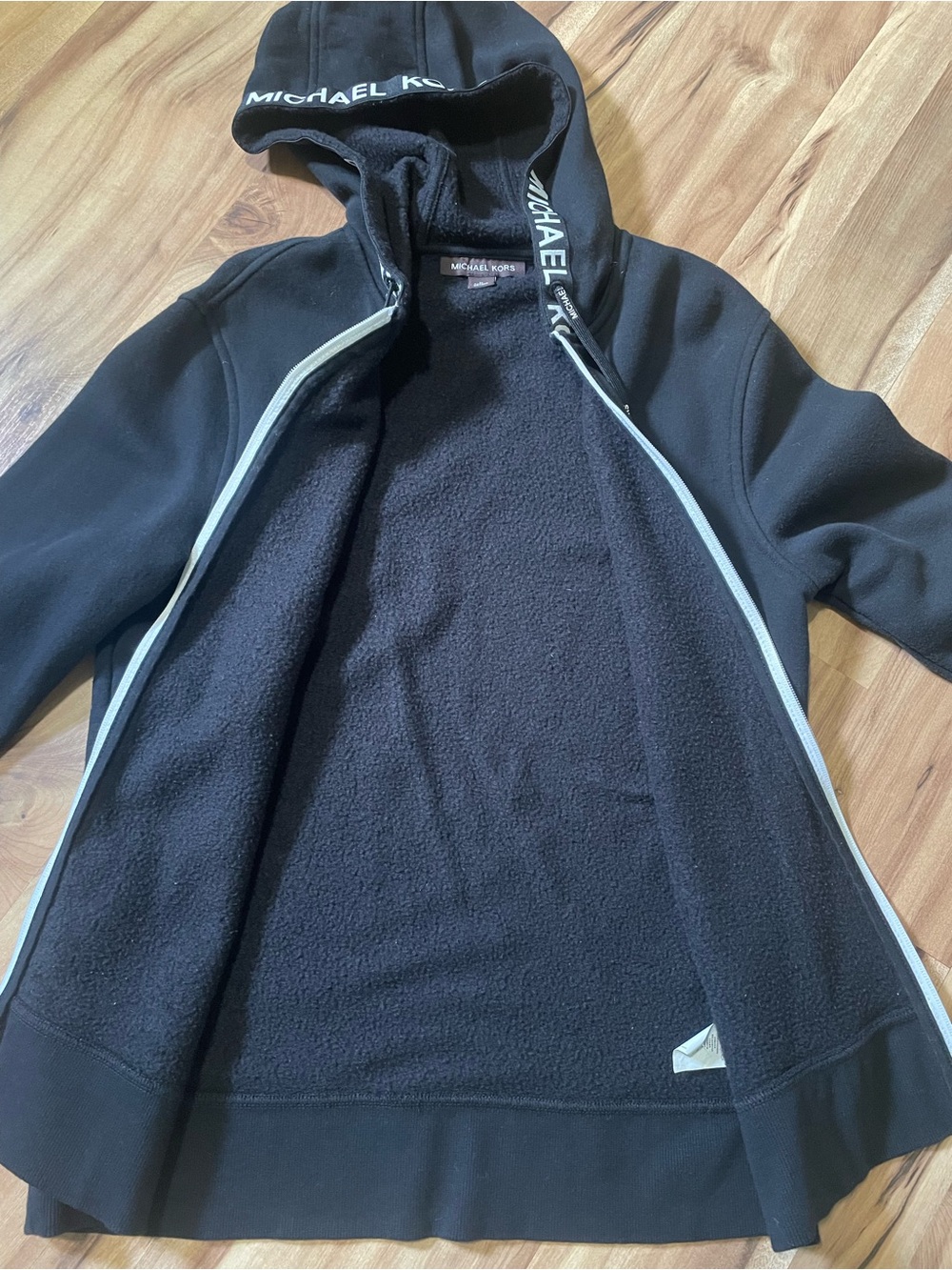 MK Michael Kors Women's Black Full Zip Logo Trim Hoodie Size M - Picture 6 of 8